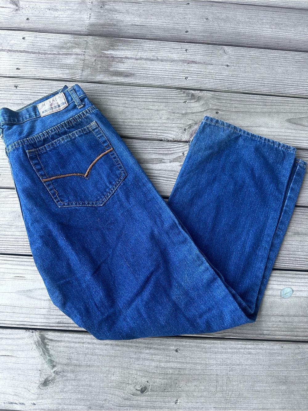Men's Straight Fit Western Denim Jeans in Deep Blue